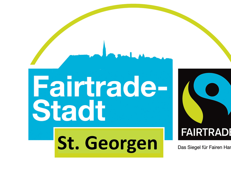 Fairtrade-Stadt St. Georgen als Logo in den Farben grün, blau